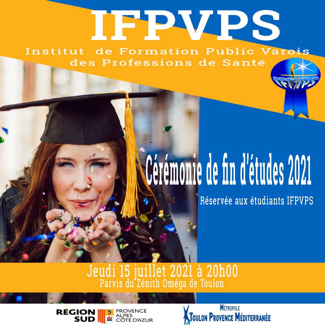 🎓Suivez le live de la cérémonie de fin d'études 2021 de l'IFPVPS jeudi 15 juillet 20 heures
🎥Sur notre page FB facebook.com/IFPVPS/
#villetoulon
#zenithtoulon
