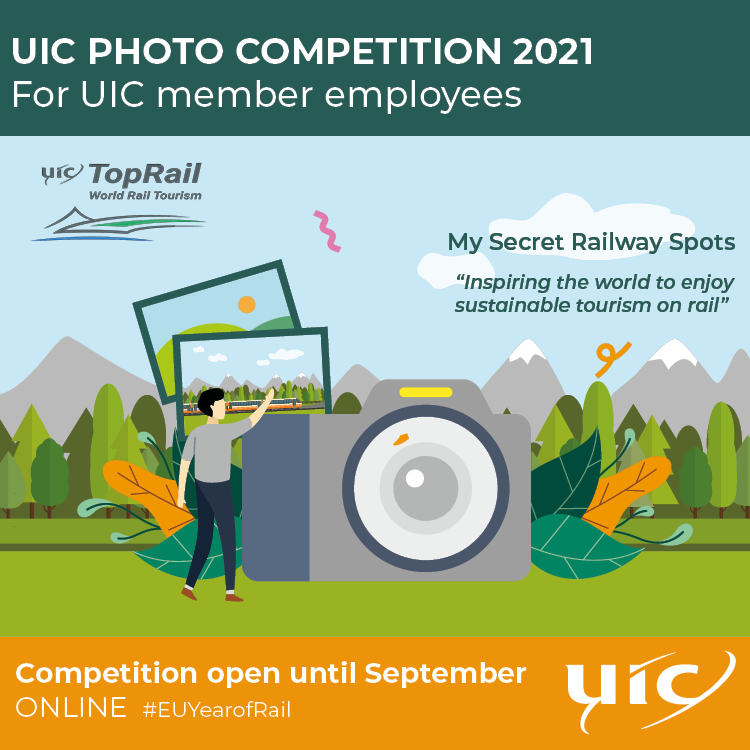 [#rail Event] Be an ambassador for your rail network and share photos of your favourite spots this summer in the UIC #TopRail photo competition 2021 - read more: bit.ly/3wDazwm