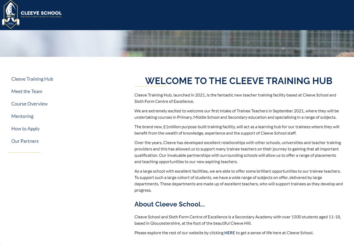We have been working on updating our website! 

You can now meet the team, find out more information about the available courses, funding and how to apply. 

cleeveschool.net/Cleeve-Trainin…