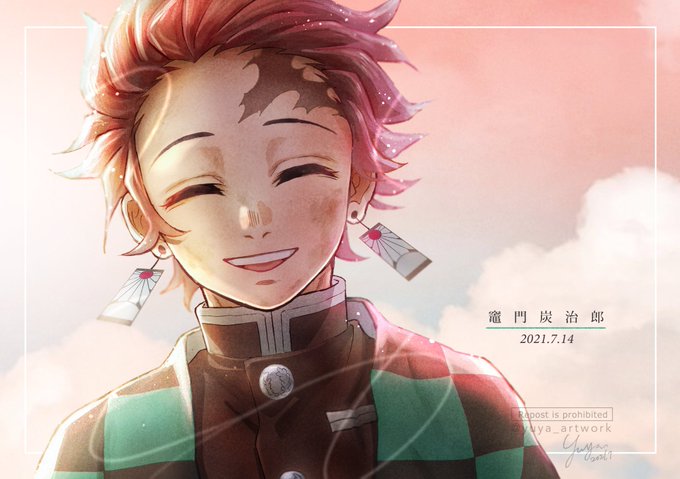 悠屋さんがTwitterに投稿した竈門炭治郎(鬼滅の刃)のイラスト。