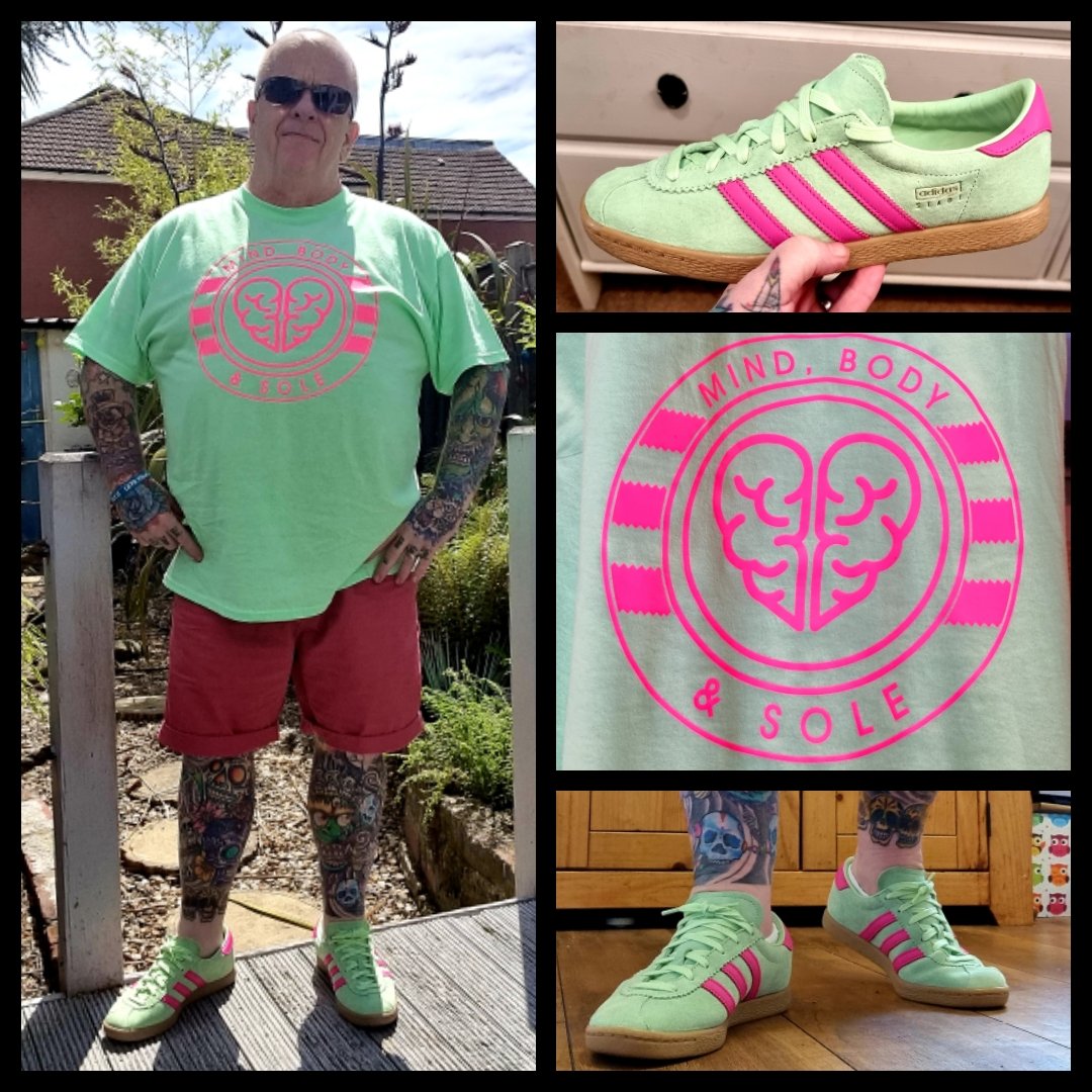 DeanoBacherro's tweet photo. It's all gone a bit Minty ๐. Adidas Stadts with a matching MBS tee.
#adidasstadt #MindBodySole
#adidasaddict #adidasforlife #shareyourstripes
#letstalkaboutit
#youarenotalone
#itsoktonotbeokay
Get involved over at
https://t.co/kNMDrMQY3i ๐ https://t.co/3BxUMfOdZF