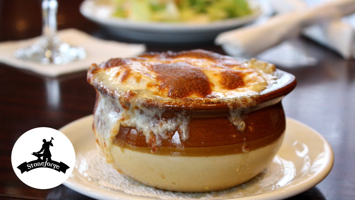 StoneforgeRnham's tweet photo. Delicious French Onion soup. And, yes it is July! #soup #delicious #forgeonraynham https://t.co/jbN50EQZLb