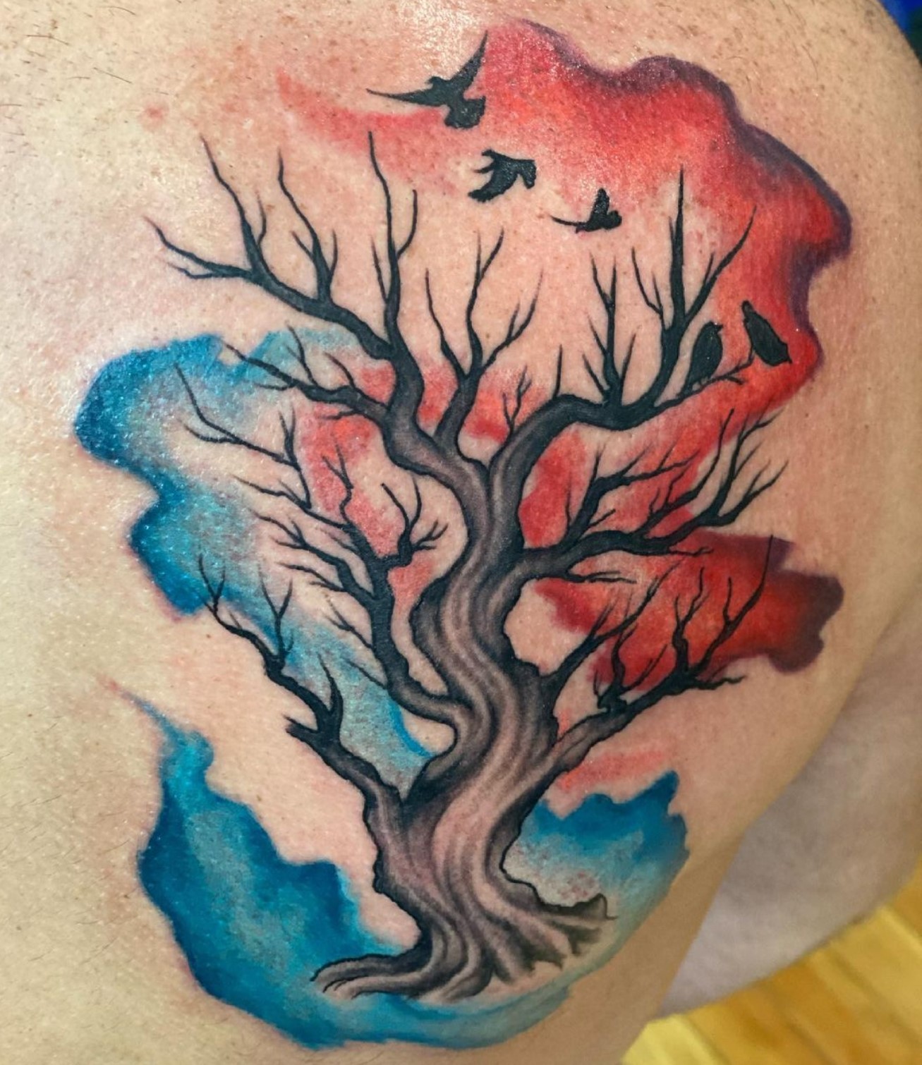 Watercolor Tree Tattoo On Wrist