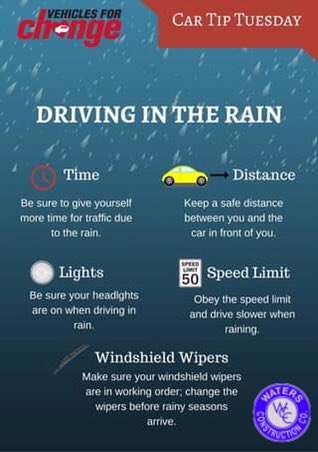 PavingWaters's tweet photo. With all of the rain recently, it is important to keep yourself and others safe while driving in rain, here are some tips to do so! #watersworks https://t.co/Upg8MLP36P