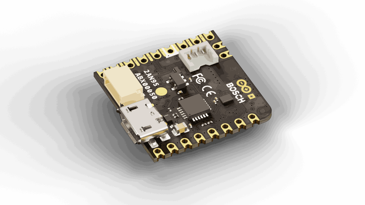 EdgeImpulse's tweet photo. Equipped with a @NordicTweets nRF52832 and four @BoschMEMS sensors (BHI260AP, BMP390, BMM150 and BME688), this small @Arduino board will be perfect for your edge AI applications: https://t.co/NhZzmTqmHO #tinyML https://t.co/zUCqazj6oV