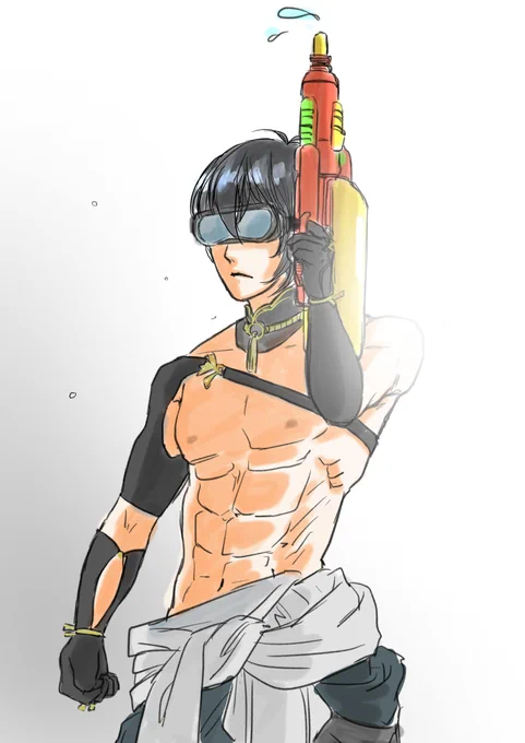 #三日月宗近版お絵描き一本勝負

題『水鉄砲』

あの男がやってくる! 