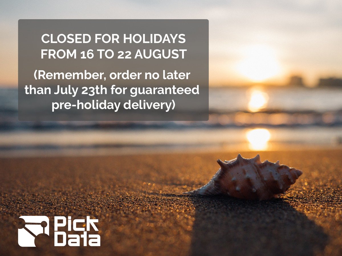 En agosto, nuestro horario será de 8:00 a 16:00 CET.

Las oficinas, fábrica y almacén de PickData permanecerán cerrados por vacaciones de verano del 16 al 22 de agosto.

¡Agradecemos vuestra comprensión y os deseamos unas felices vacaciones!⛵️
