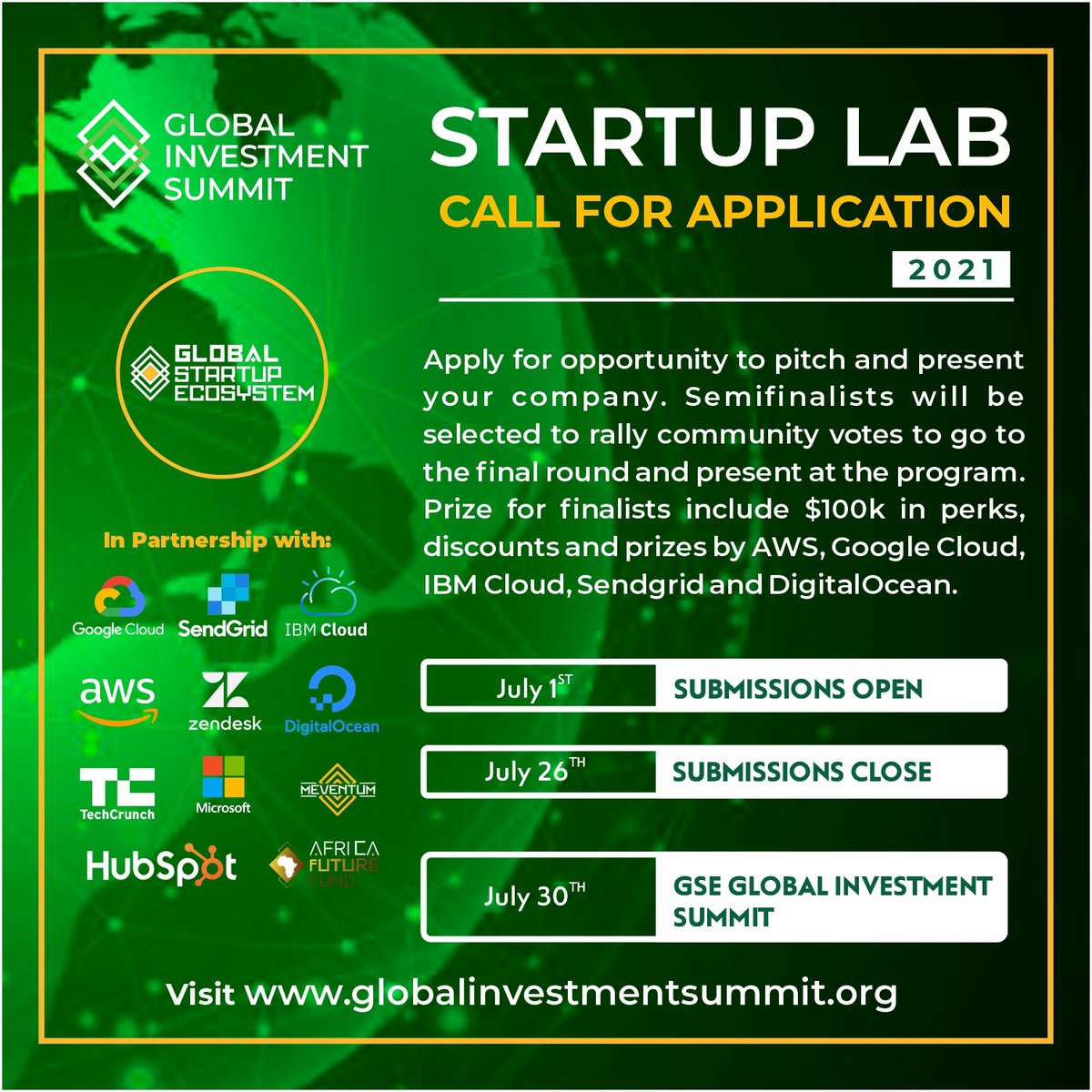 gyvnready's tweet photo. Global Startup Ecosystem (GSE) Announces Free Access to Annual “GSE Global Investment Summit” To Connect Founders to Investors. 
The 2021 conference is online on July 30, 2021. Details below. #globalinvestmentsummit #GIS21 #INVESTMENT 
RSVP is free via https://t.co/EZQ72qJhjr https://t.co/2vPlWnSGYN