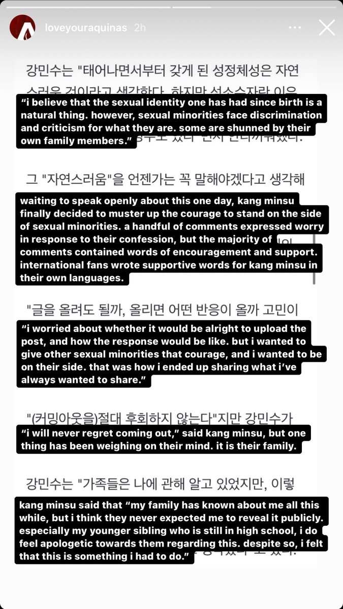 high school rapper 3 runner-up kang minsu (aquinas) comes out as bisexual

“i wanted to give consolation and courage to other sexual minorities“