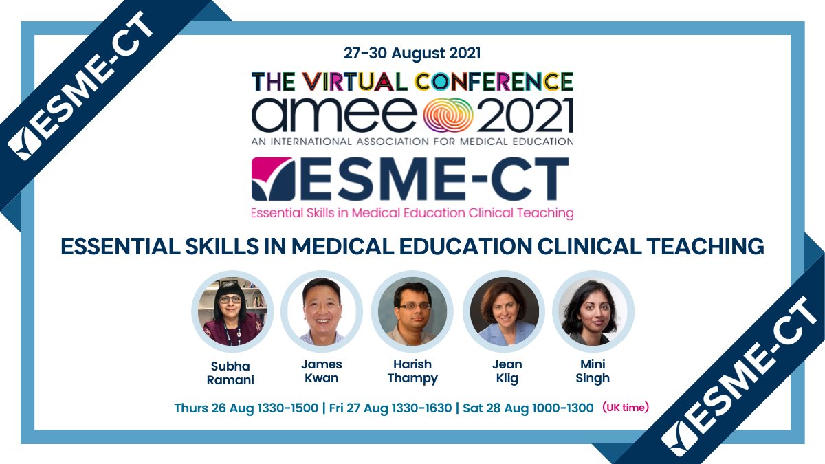 Attending #AMEE2021? Sign up for our #ESME-CT course

Aimed at clinicians teaching medical students and junior doctors in out-patient and in-patient settings. Topics include clinical teaching.

na.eventscloud.com/website/23854/

@SubhaRamani James Kwan <a href="/H_K_Thampy/">Harish Thampy</a> <a href="/drminisingh/">minisingh</a> &amp; <a href="/PEMklig/">Jean Klig</a>