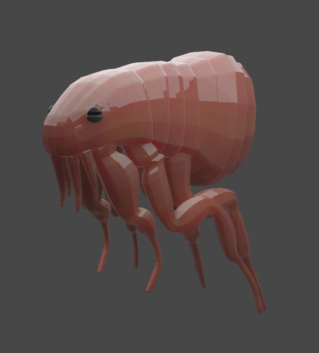 Ukino201's tweet photo. working on rigging a flea cause i thought it would be interesting, just finished modeling and texturing. I think this is possibly the worse thing ive made but love it! 🤩 https://t.co/TODmnB4IMG