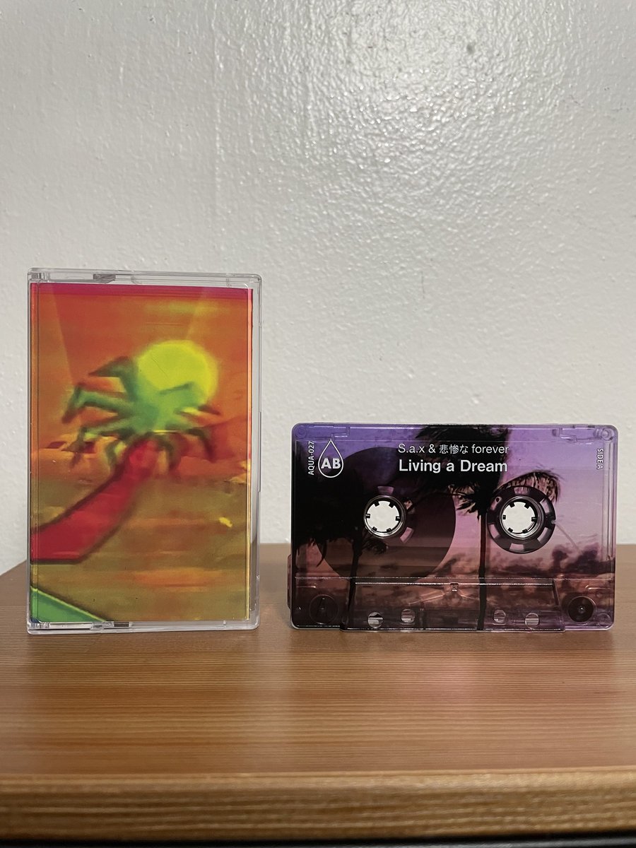 aquablanca2's tweet photo. AQUA-027 **NEW**
Living a Dream by S.a.x @SaxVapor &amp; 悲惨な forever @latenitejams 
Audio mastered by @cmd094 
Tape design by Aquablanca
A tropical vapor experience, direct from the Caribbean. 
Public release July 17, 2021 tapes and digital. 
https://t.co/6oqxK4p5YA https://t.co/14GoU7LUUZ