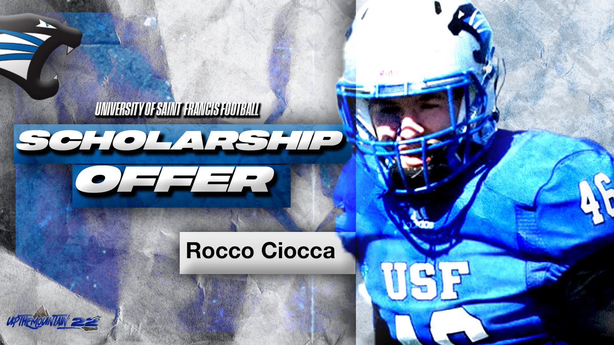 Roccociocca's tweet photo. Blessed and honored to have received my 2nd offer to the University of Saint Francis. Thanks to @CoachKDonley 
@Dre_Muhammad @TractionAp @TomLoy247 @InstantRice23 @general_powers @BDSaintsFB https://t.co/wGEKSmMMfQ