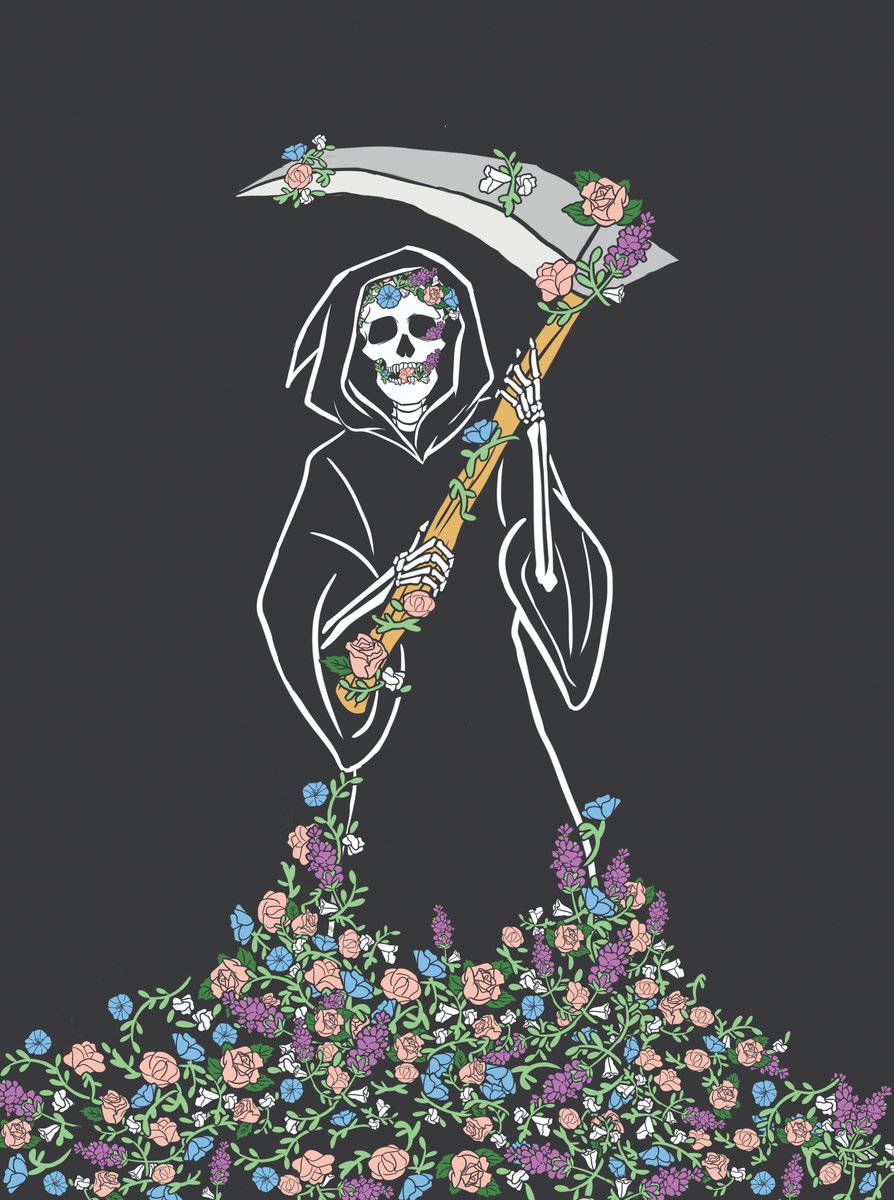 kalgadoart's tweet image. Hello #PortfolioDay My name is Kal and I focus on making products and i love cute things, flowers, and death motifs.