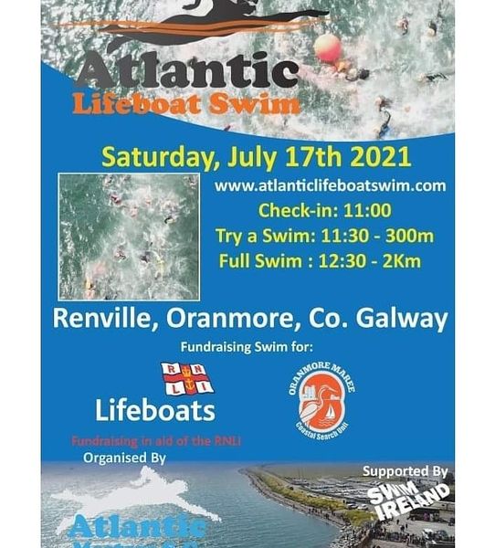 Atlantic Masters Swimming Club Galway are organising an Open Water Swim this Saturday, 17th July in aid of our Unit and RNLI, Galway Lifeboat Station. Weather is looking good for the swimmers. 
More details on their website atlanticlifeboatswim.com