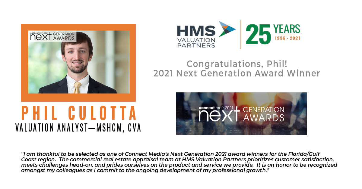 HMS Valuation Partners (@hmsvalue) on Twitter photo <a href="/HMSValue/">HMS Valuation Partners</a> is very proud to announce that our very own Philip Culotta has been named a winner of the 2021 Next Generation Award by Connect Commercial Real Estate! <a href="/HMSValue/">HMS Valuation Partners</a> is very proud to announce that our very own Philip Culotta has been named a winner of the 2021 Next Generation Award by Connect Commercial Real Estate!