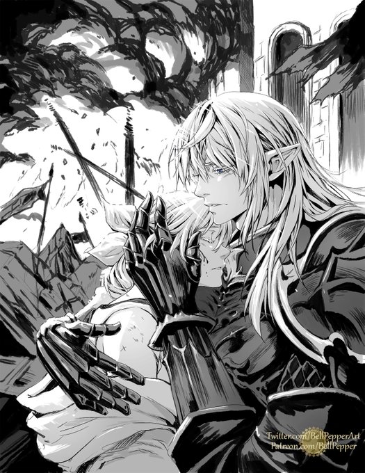 "We talked about this habit you have of dozing off in battle, Bell..."
#FFXIVART #FF14イラスト #Bellstinien #Estinien #エスティニアン 