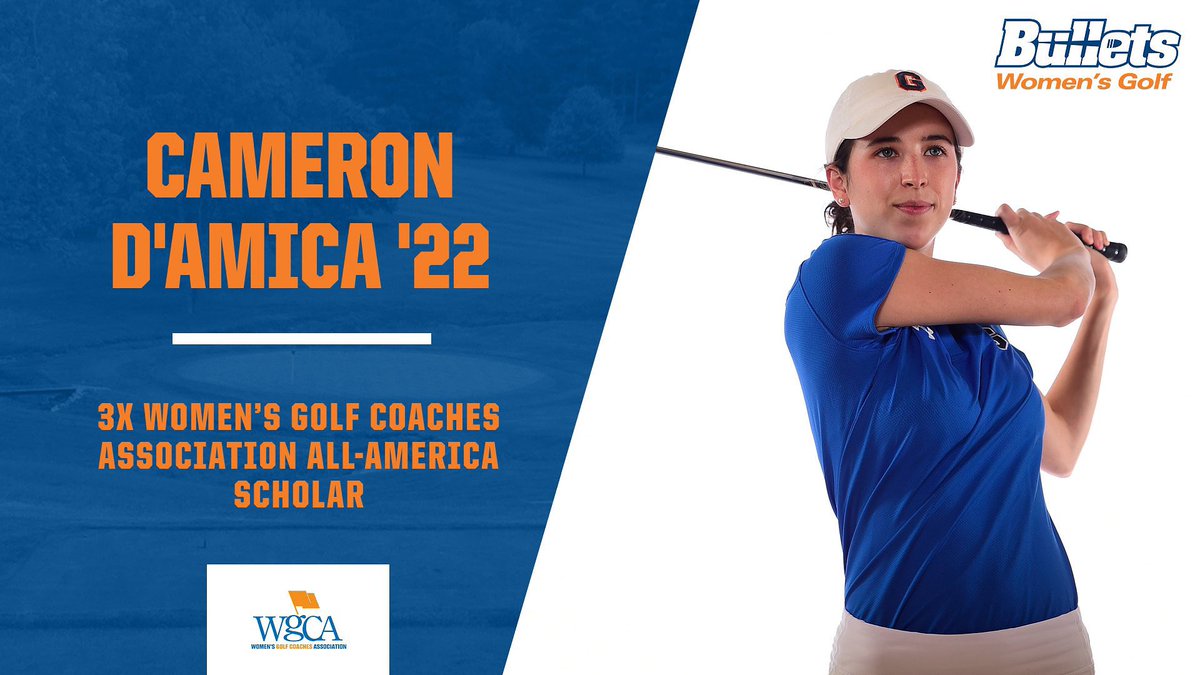 gburgbullets's tweet photo. Congrats to Cameron D’Amica ‘22 who was named an All-American Scholar by the WGCA for the third year in a row! 🤩🔥⛳️#GoBullets🔸🔹#BulletsWGolf #CentennialConf #d3golf https://t.co/Wnd4s1485x
