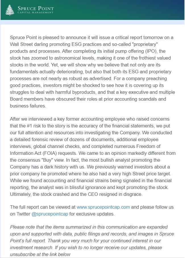 sprucepointcap's tweet photo. Exciting new forensic research report tomorrow: former employee interviews, FOIAs, channel checks and more #wallstreet #research #stockpromotion #investing #buyerbeware #IPOs https://t.co/bEZ5mqnYDq