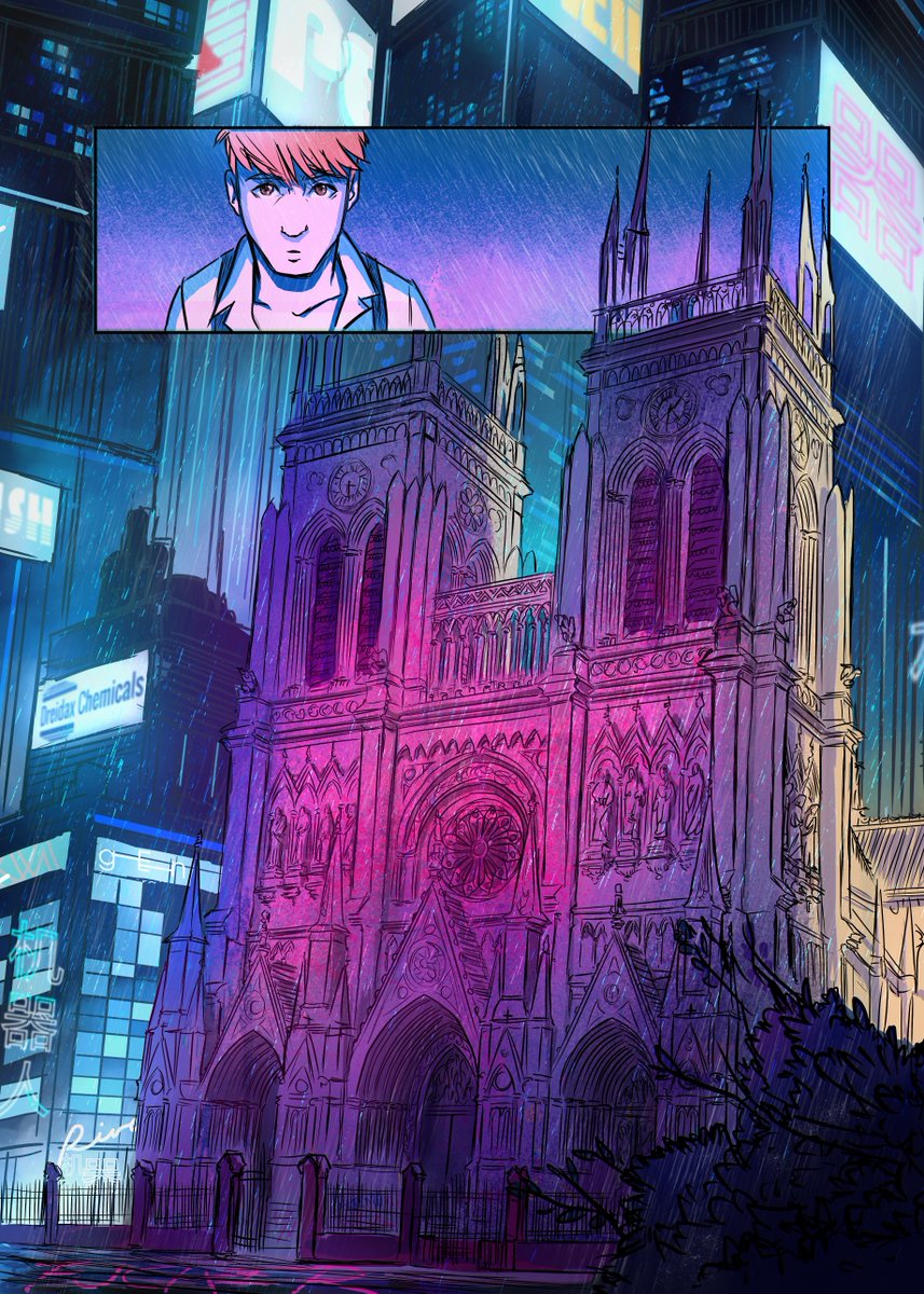 jonamarillo's tweet photo. Hi #PortfolioDay! I'm Jon i'm an artist from 🇦🇷 and i'm currently working on a queer cyberpunk comic 🏳️‍🌈.
I also love drawing bright city backgrounds✨🌃 https://t.co/nUSDvaAIXI