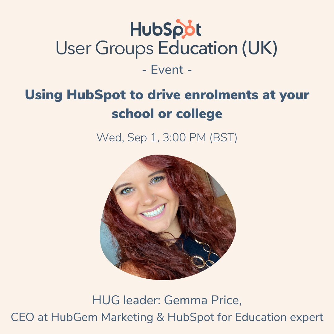 HubGemMarketing's tweet photo. Welcome to the HubSpot User Group (HUG) for Education UK!🎉

Interested in coming to our first event? Follow this link to find out what will be covered and sign up!👉 
https://t.co/pJgtJq7AM3

#educationmarketing #schoolmarketing #independentschoolmarketing #hubspot https://t.co/zyylva4sRf