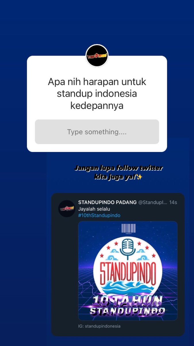 StandupIndo_Pdg's tweet photo. Boleh nih di reply disini atau langsung ke ig kita yuhuuuu meluncur https://t.co/SsonzzyqOY