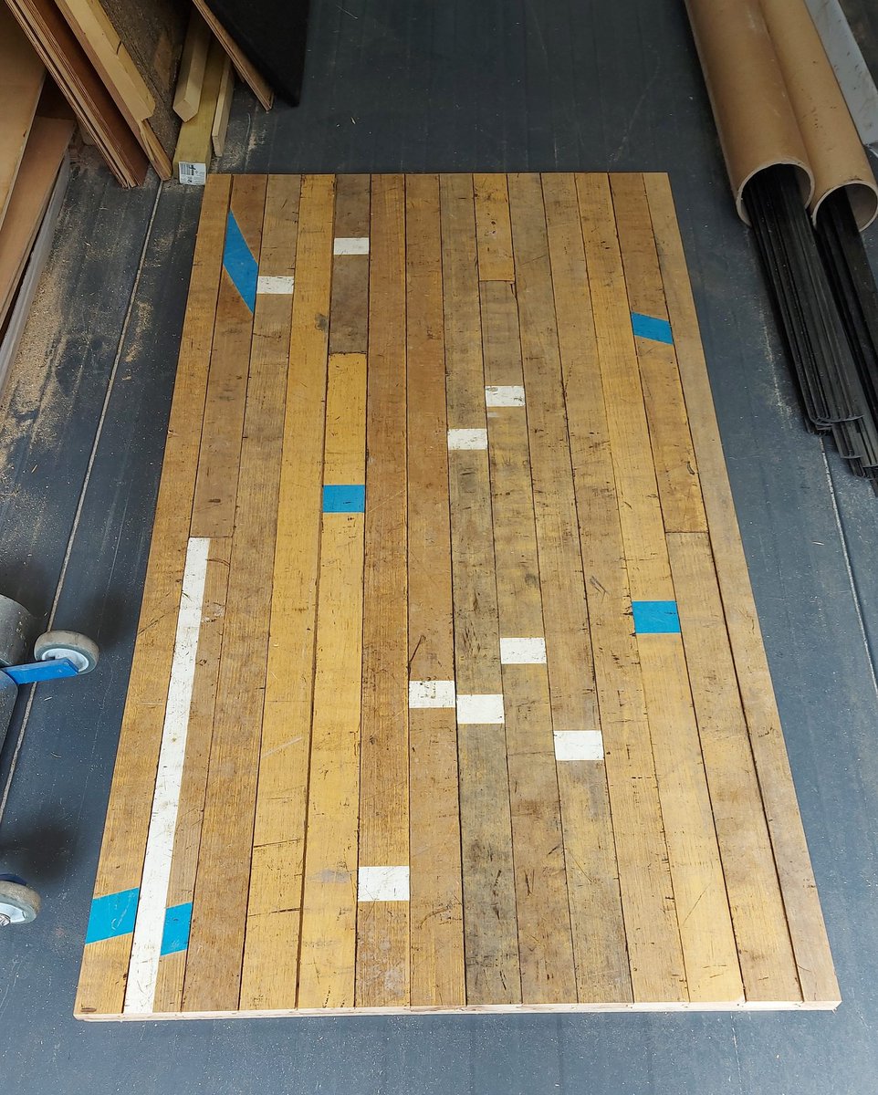 We've gone a bit quirky this week and made some lifting platforms out of reclaimed #sportsflooring.
This maple timber floor was recovered from a school in Cheshire and is almost 30 years old! There's still plenty of life left in it, and it makes a great feature.