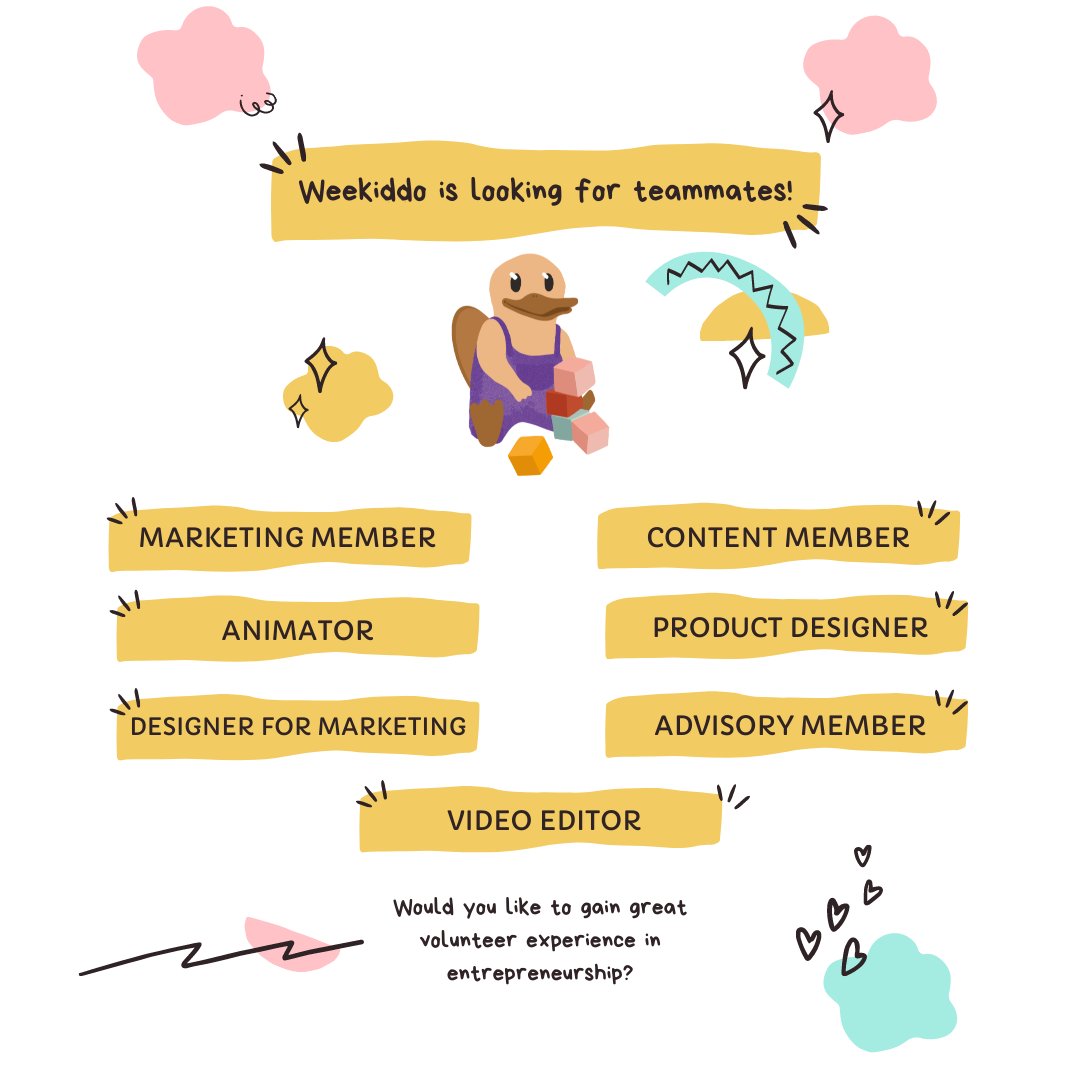 WeeKiddo's tweet photo. Would you like to gain great volunteer experience in entrepreneurship? If so, we are waiting for you! You can reach us via mail from hello@weekiddo.com for your questions.
Link for application is👉 https://t.co/zyEAAIE5M6 https://t.co/bu15ToVlcl