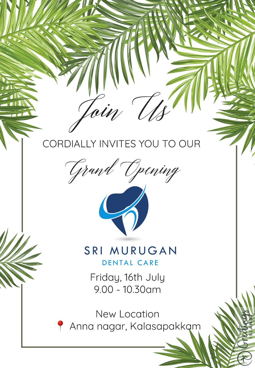srimrugandental's tweet photo. We are happy to inform you that we have finally moved to a new place and are all set to reopen our SRI MURUGAN DENTAL CARE. We cordially invite you to join us the grand opening of our DENTAL CLINIC 🙏🏻💐 https://t.co/rUYqXMAgN3
