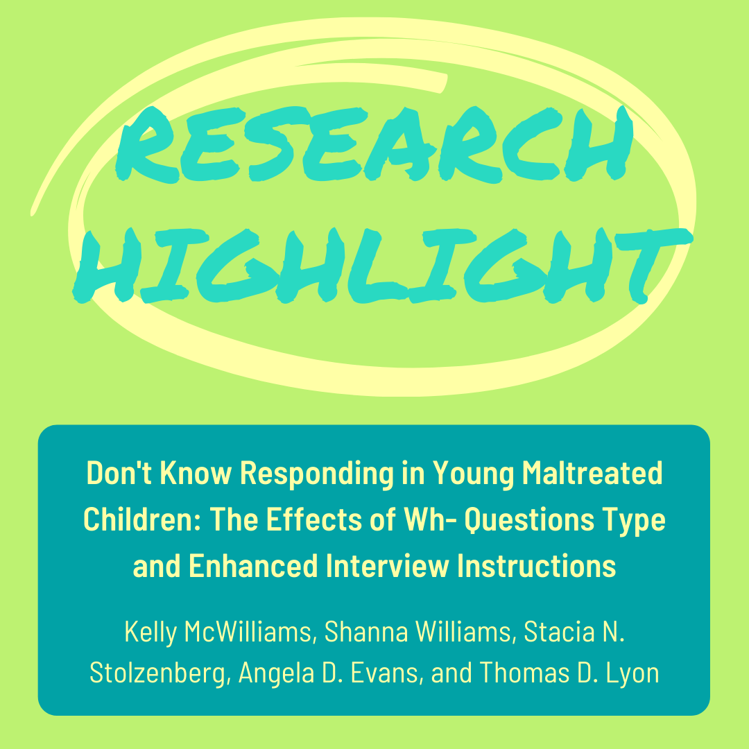 lhb_apls's tweet photo. This week's research highlight is McWilliams et al.'s April 2021 article about forensic interviewing of maltreated children. Click here to read the full abstract- https://t.co/XvqZdl4CsI #forensicinterviewing #childmaltreatment @APLS41 @APLSsc https://t.co/33DelRgyuu