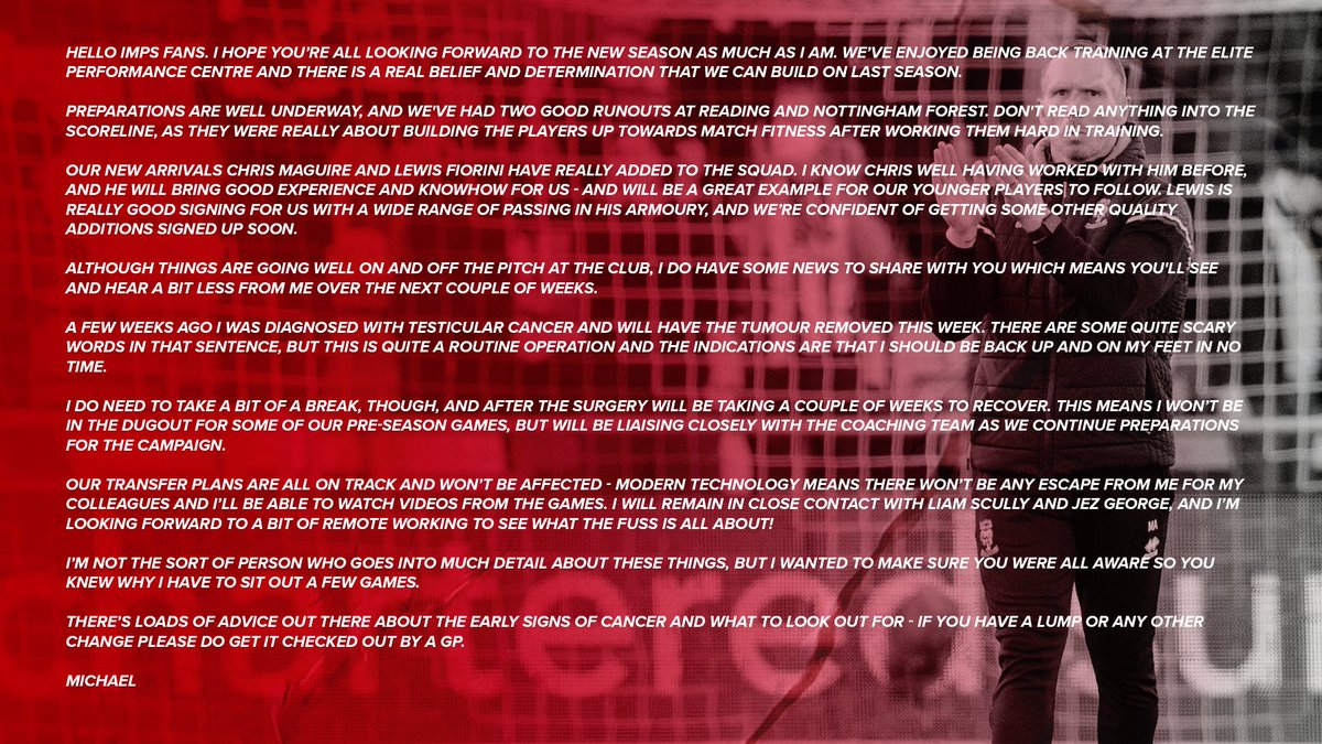LincolnCity_FC's tweet photo. An open letter from Michael Appleton 📝

#ImpsAsOne ❤️ https://t.co/yf93IP2Ub8