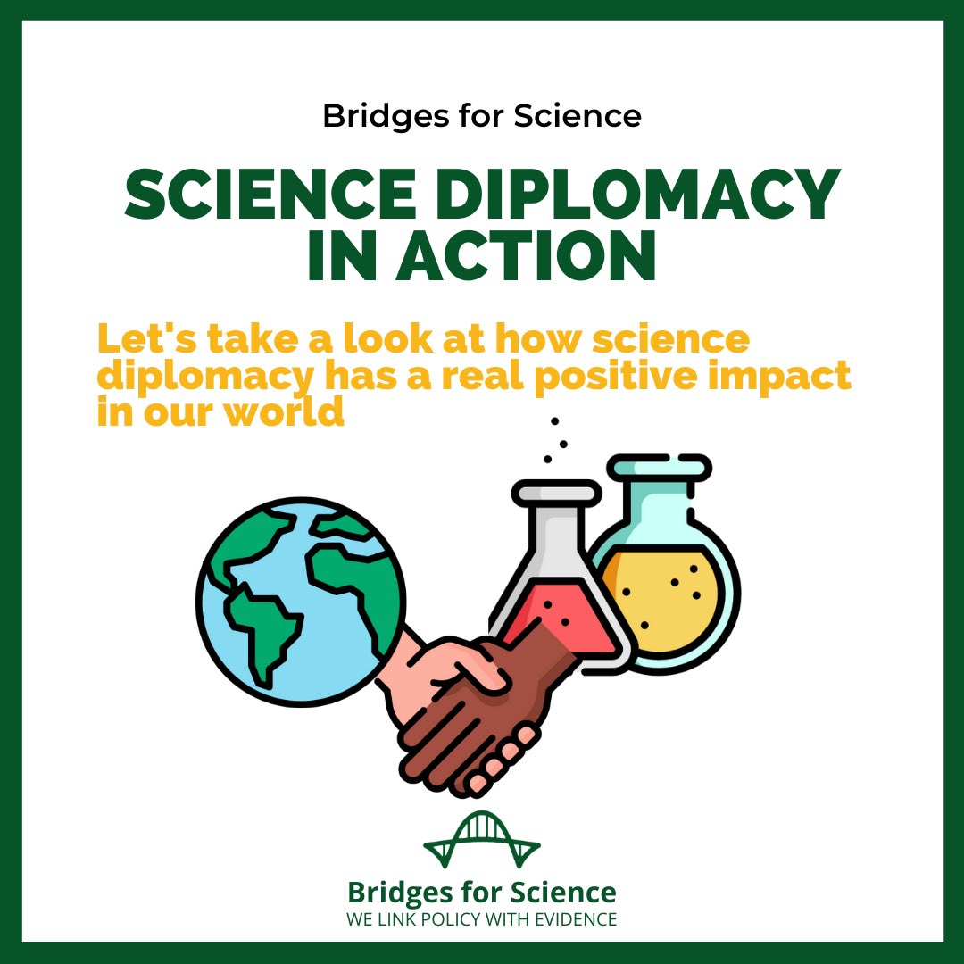 bridges4science's tweet photo. Recently we have talked about what science diplomacy is 🧑🏽🔬🤝🧑🏽⚖️and today we brought you some examples of science diplomacy in action ⚡️
Know more situations like the ones below? Share them with us 🤓
#BridgesforScience #InternationalRelations #diplomacy https://t.co/igrMH7mhU9