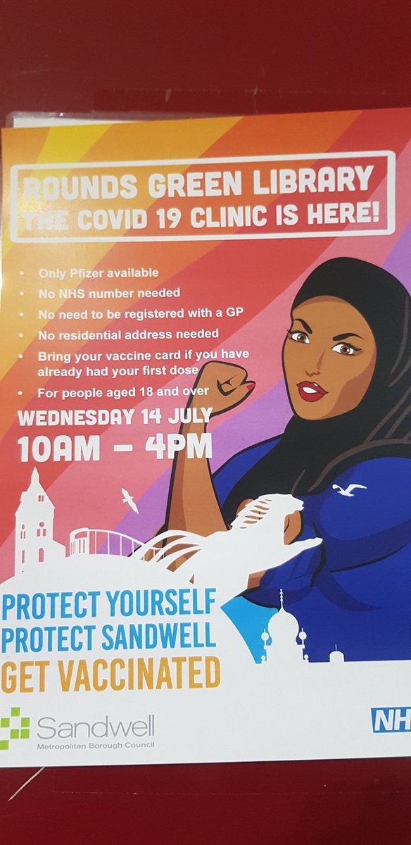 Covid vaccination clinic 14th July
Rounds Green Library. Lion Farm.