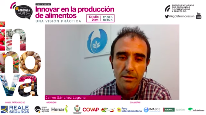 Henar_Comunica's tweet photo. #AgCaféInnovación 🔬 Jaime Sánchez Laguna, director del Centro Experimental #IMASDE Agroalimentaria, responde a @jlopezcol 🗣️ "Las dos partes son necesarias para la #innovación y hay que balancearlas."
#Alimentación https://t.co/KpJ13EwxhH