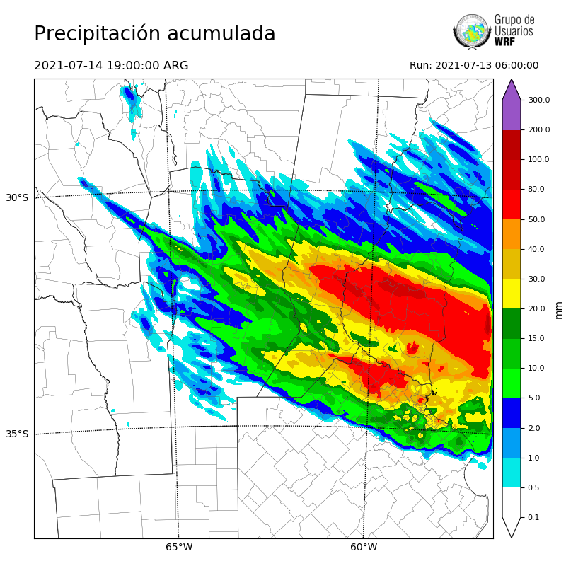 ⛈️ #Tormentas | Moderadas, sobre la tarde/noche de hoy y durante la madrugada del miércoles, especialmente al NE de #Cordoba (fig1). Algo de actividad sobre SdC podría dejar #granizo chico localizado. Acumulados en fig2. Desde la tarde del miércoles comienza el frío! ❄️