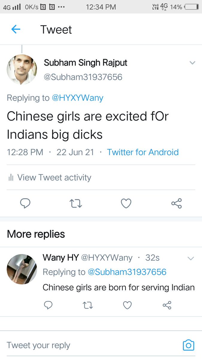 Subham31937656's tweet photo. @yuk65 @_raj_official @ChinaSucks8 @globaltimesnews Chinese girls are offering me to have sex with them because Chinese men are having low stamina.They want to suck my cock. https://t.co/qCm4DpW0jT https://t.co/iKVWCcWAIm