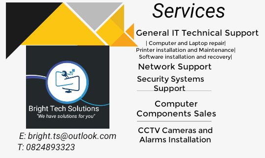 We have solutions for you. <a href="/BrightTechSolu1/">Bright Tech Solutions</a>