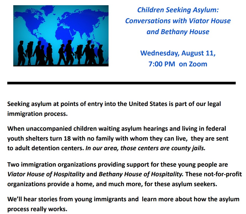 lwvahbg's tweet photo. Join us for Children Seeking Asylum: Conversations with Viator House and Bethany House, two non-profit organizations working to provide shelter and more to young adults seeking asylum.
Use the link below to register:
https://t.co/G6LNASjk7z https://t.co/0KNgO7jdw1