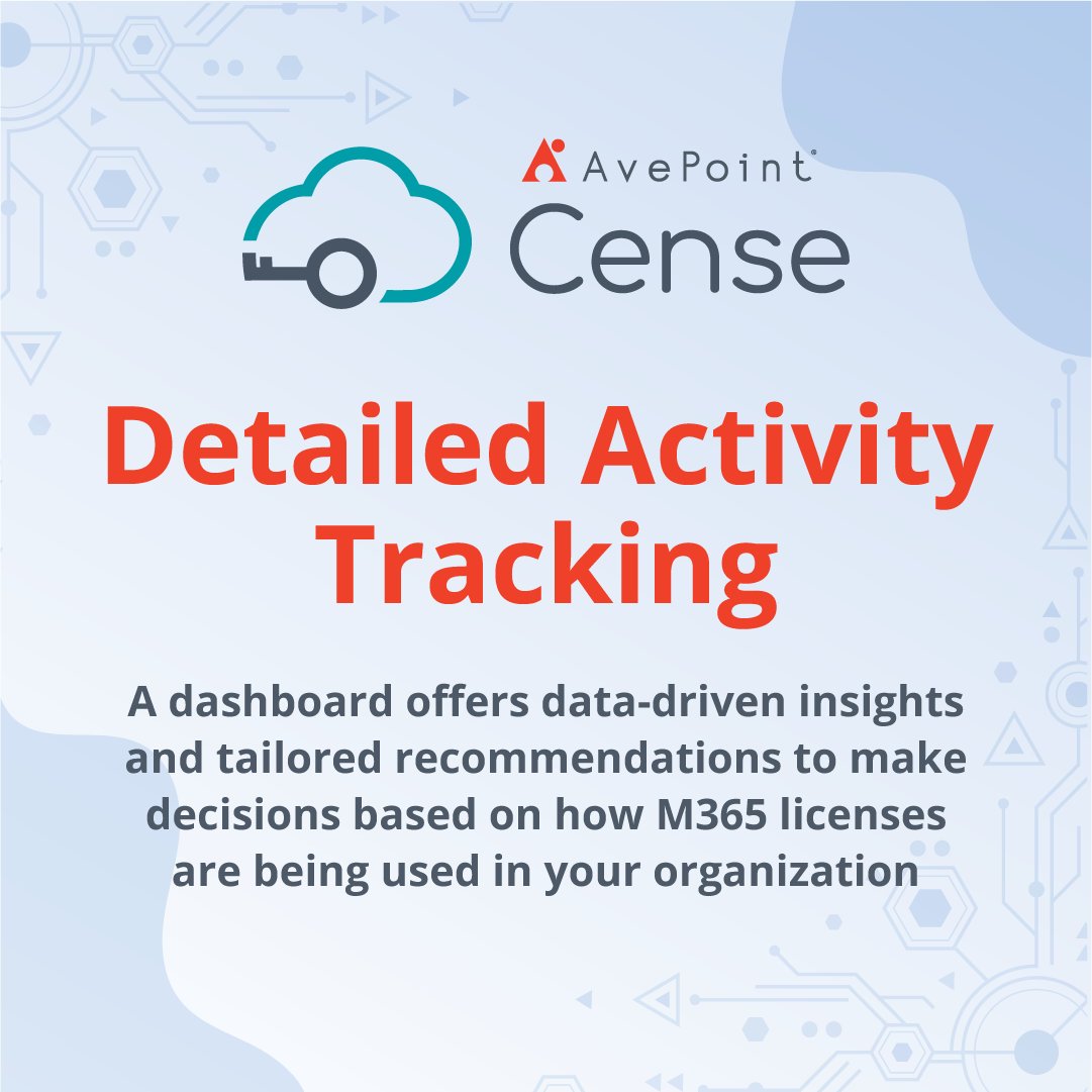 AvePoint's tweet photo. We’re proud to introduce Cense, a solution designed to make Microsoft 365 license management easy and more insightful! https://t.co/UwD5O8FPYH

#m365 #microsoft365 #mspartner #managedserviceprovider #msps https://t.co/ljOyXOAjf2