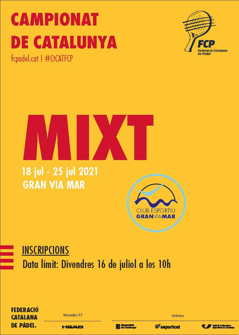 FCatalanaPadel's tweet photo. ⚠️ INSCRIPCIONS OBERTES ⚠️

Fins divendres 👉10h  
🏆 Circuit Absolut 
#CtCATMixtFCP
📍 Gran Via Mar (BCN)

🏆 Circuit #OpenFCP  @HEAD_PADEL

📍 @clubbellaterra (BCN)
📍 Pàdel Puigpelat (TGN)
📍 @clubtennisvila (BCN)

➡️ https://t.co/qct3KrWLCx

#Pàdel #Català #MésPàdelQueMai https://t.co/ubQqORVroe