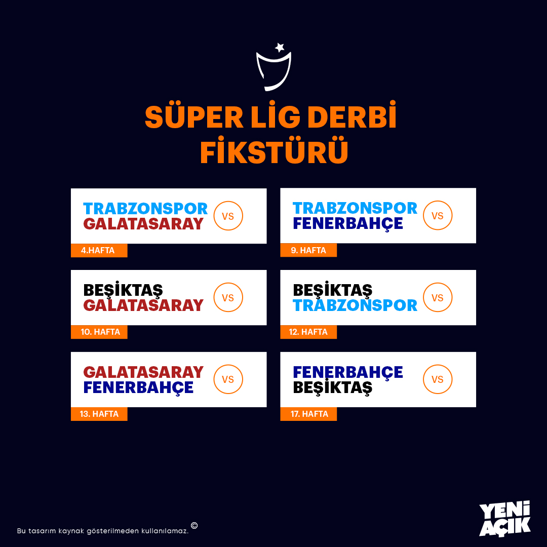 🔥🔥İşte Süper Lig'de derbi haftaları: