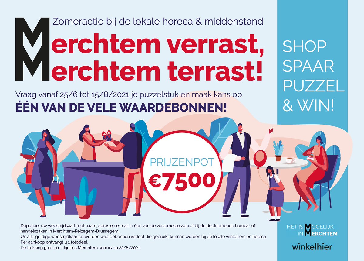 🧩Neem nog tot 15 augustus deel aan de Merchtemse zomeractie en maak kans op één van de vele waardebonnen! 
#hetismogelijkinmerchtem #merchtemverrastmerchtemterrast #zomeractie