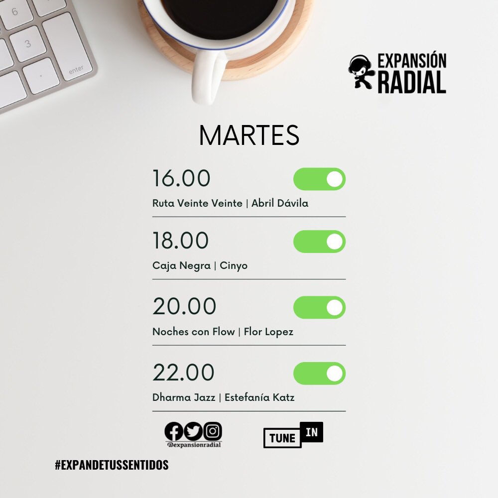 Cada #martes tenemos un grupo de locutoras que te llevarán por distintos caminos sonoros 🎙🎧
expansionradial.mx
Tune In &amp; Apple Music.
#ExpandeTusSentidos