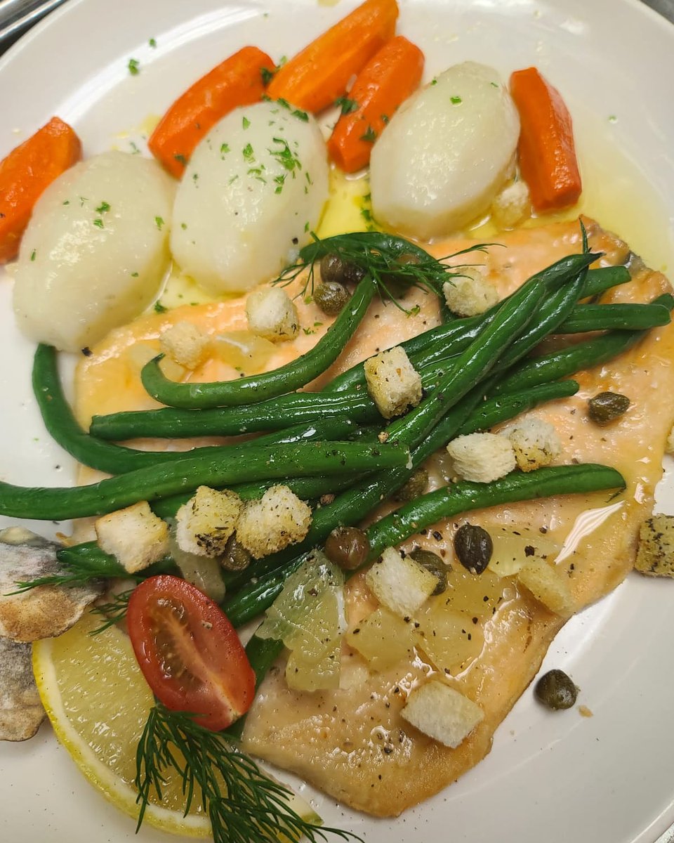 Bigrockgrill's tweet photo. Enjoy one of our specials Rainbow Trout "Grenoble" style on the patio today. Come on over! #dailyspecials https://t.co/HmGfZH2Vqn