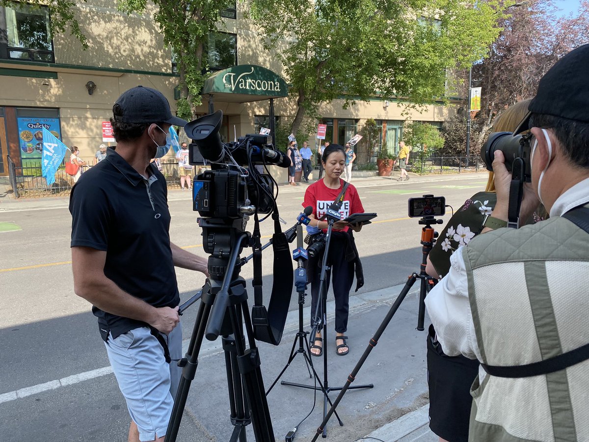 ABFedLabour's tweet photo. The AFL joins @UNITEHERECanada in issuing a boycott deadline of August 8, 2021 for DSDL-owned Varscona, Mettera, and Matrix hotels. We are supporting the boycott call because of how the owner, DSDL, is treating @UniteHere40 workers during the pandemic #solidarity #canlab https://t.co/9qEwyj7csK