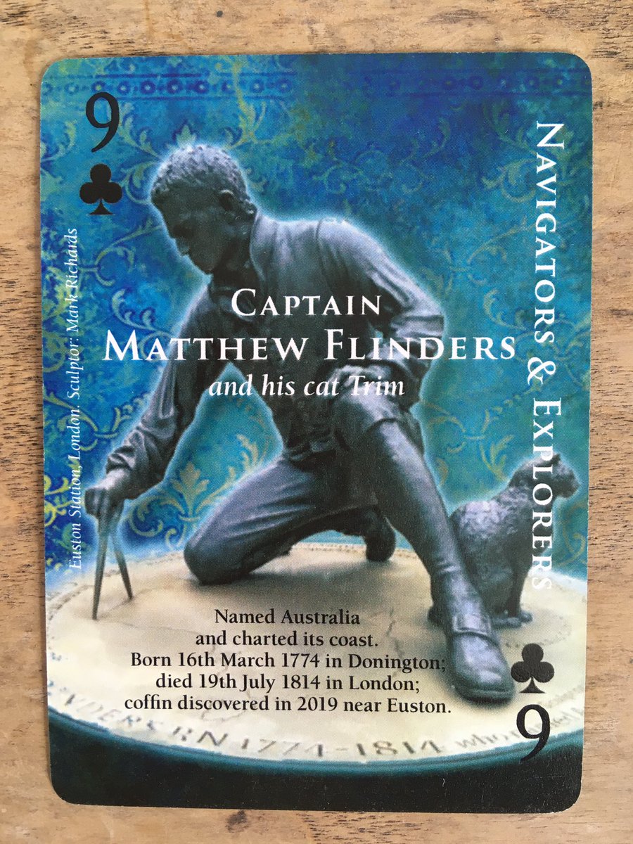 MMaritimers's tweet photo. @NauticalHistory @MaritimePetsMus Great podcast! Trim is on the statue at Euston station, London, of Matthew Flinders by Mark Richards and also on my Monumental Maritime Heroes playing cards. https://t.co/iA9Qtcdq4a