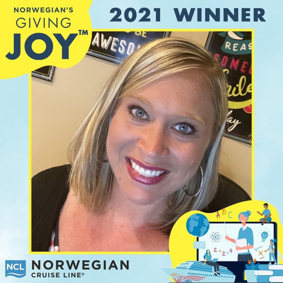 🎉🎊🎉to our 4th grade teacher Brandi Soto! She is 1 of 100 teachers who just won a FREE cruise with #CruiseNorwegian as part of Norwegian’s Giving Joy contest! And now, she’s in the running to win $25,000, $15,000 or $10,000 for our school! #norwegiangivingjoy @pbcsd