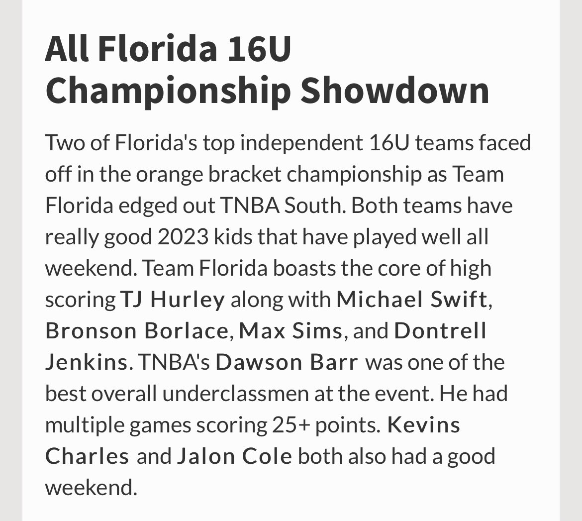 Great weekend with <a href="/TFL_Hoops/">Team Florida Basketball</a> Thank you <a href="/HoopSeenFL/">HoopSeen Florida</a>
