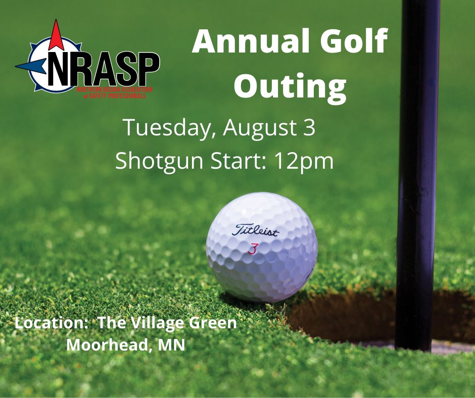 NRASPsafety's tweet photo. Registration for golfers and sponsorships are open now. Join us on Tuesday, August 3 at The Village Green in Moorhead. Register here: https://t.co/rIIHdoKcJj 🏌️ ⛳ #golfouting #nrasp #staysafe https://t.co/k2auF8feSN
