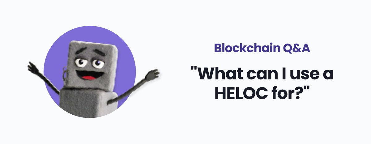 BlockchainAMA's tweet image. Basically, a Home Equity Line of Credit allows you to use your home as collateral, freeing up cash. These lump sums are frequently used for home improvements, you can also use a HELOC to fund education, business, or medical expenses. Have a question? Just tag #BlockchainAMA